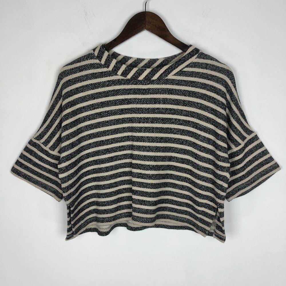 Derek Lam 10 Crosby Womens Striped Soft Terry-inside Cropped Sweater Size S